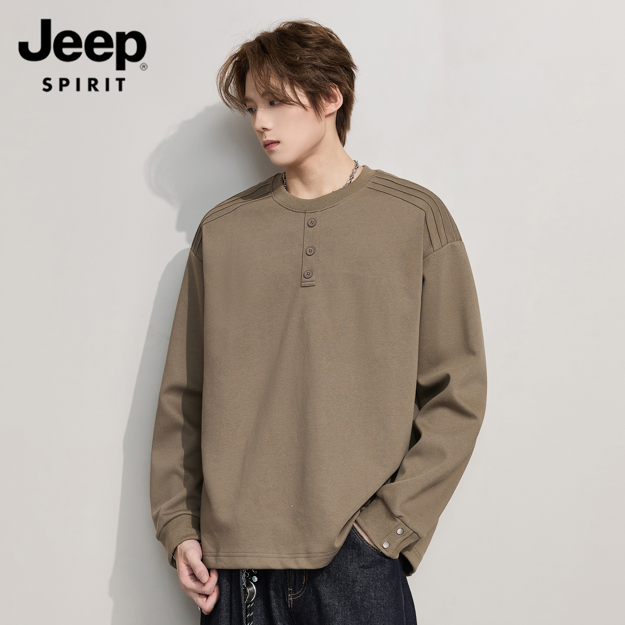 JEEPSPIRIT潮牌美式插肩袖卫衣男新款秋季高街复古痞帅男生上衣服