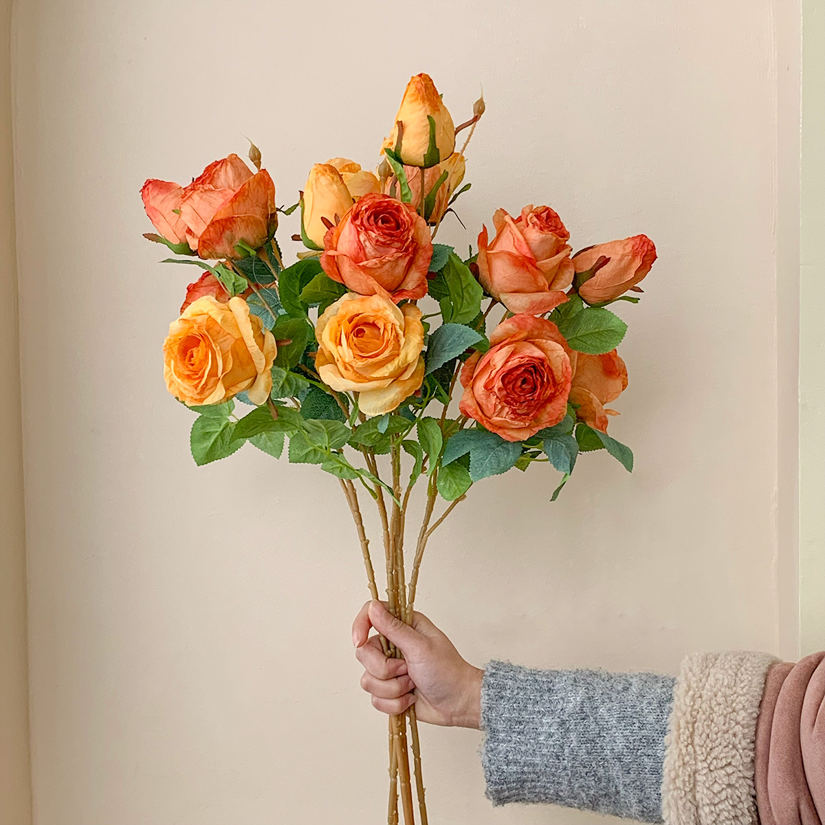 仿真花玫瑰假花轻奢高端绢花客厅餐桌装饰花摆件花艺花卉干花摆设