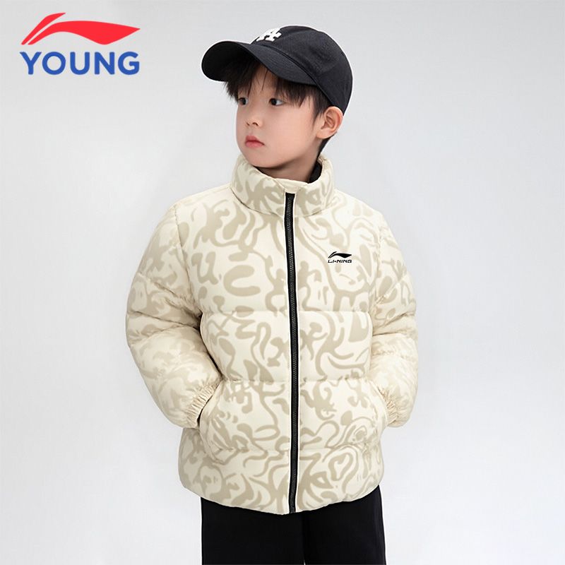 李宁童装儿童羽绒服男童短款冬季新款青少年鸭绒休闲外套学生冬装