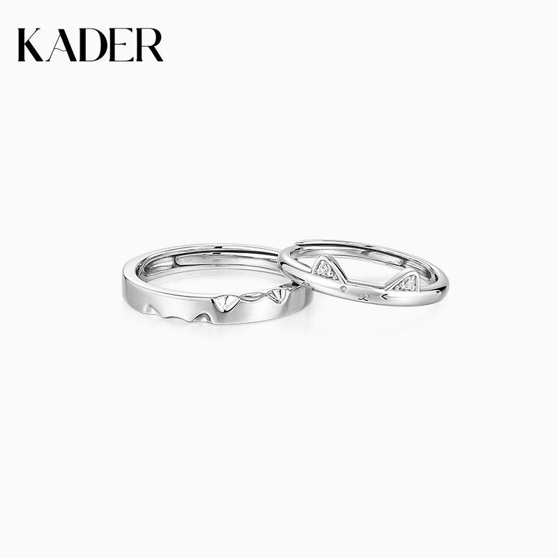 KADER/卡蒂罗 925银戒指 猫咪日记情侣对戒纯银小众时尚轻奢礼物
