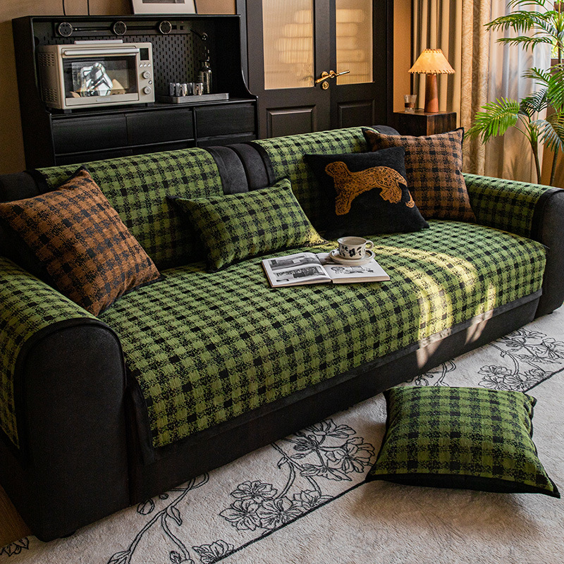 复古高级感雪尼尔沙发垫2026新款四季通用轻奢皮沙发坐垫防滑盖布