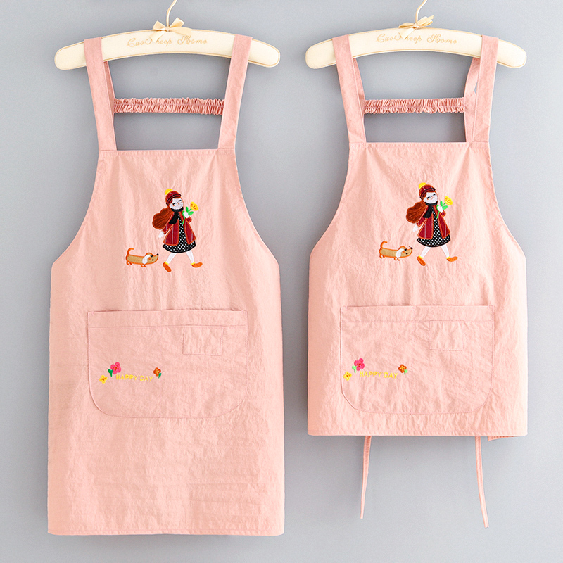 时尚小清新围裙厨房家用防泼水耐脏耐磨围腰成人上班专用工作服女