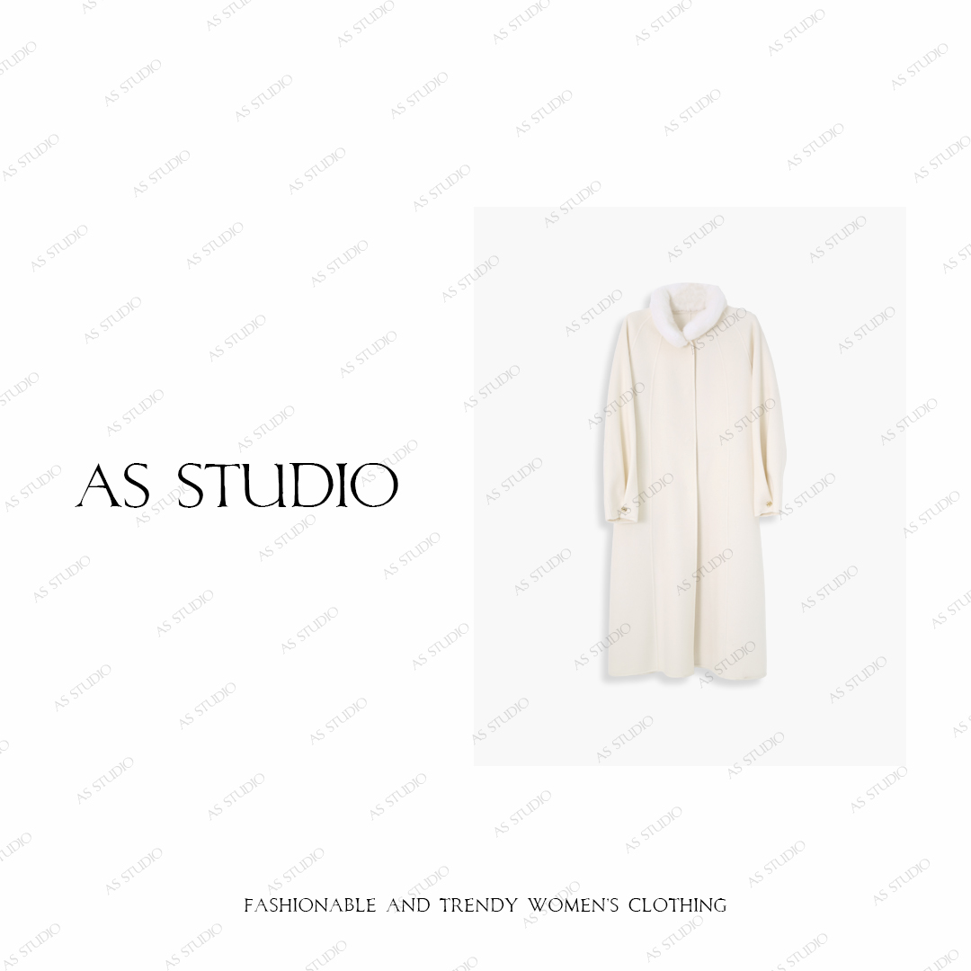 【AS赢家】25新高端优雅羊毛拼水貂领双面呢外套AS25DMNWT01554