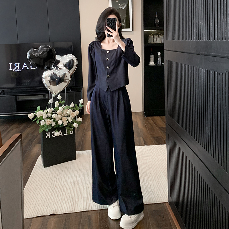 2025秋季穿搭一整套新款时尚休闲运动套装女显高显瘦阔腿裤两件套