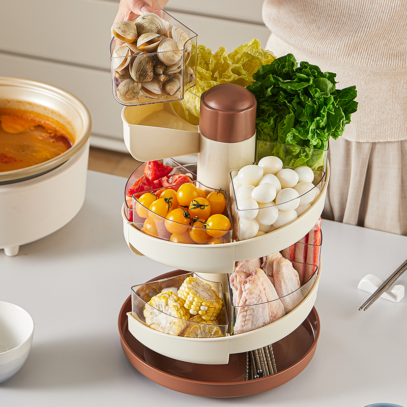滑梯旋转火锅配菜盘创意分格收纳蔬菜拼盘多功能沥水菜盘厨房备菜
