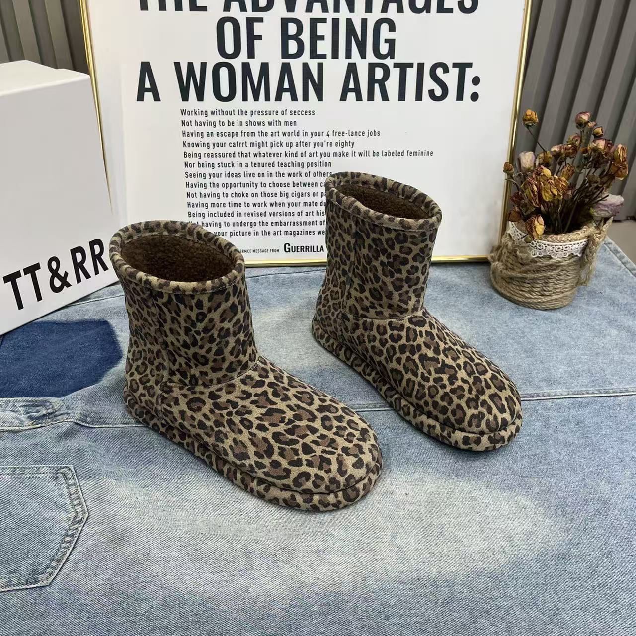 韩系2025冬季加厚保暖勃肯棉靴时尚百搭舒适一脚蹬厚底休闲雪地靴