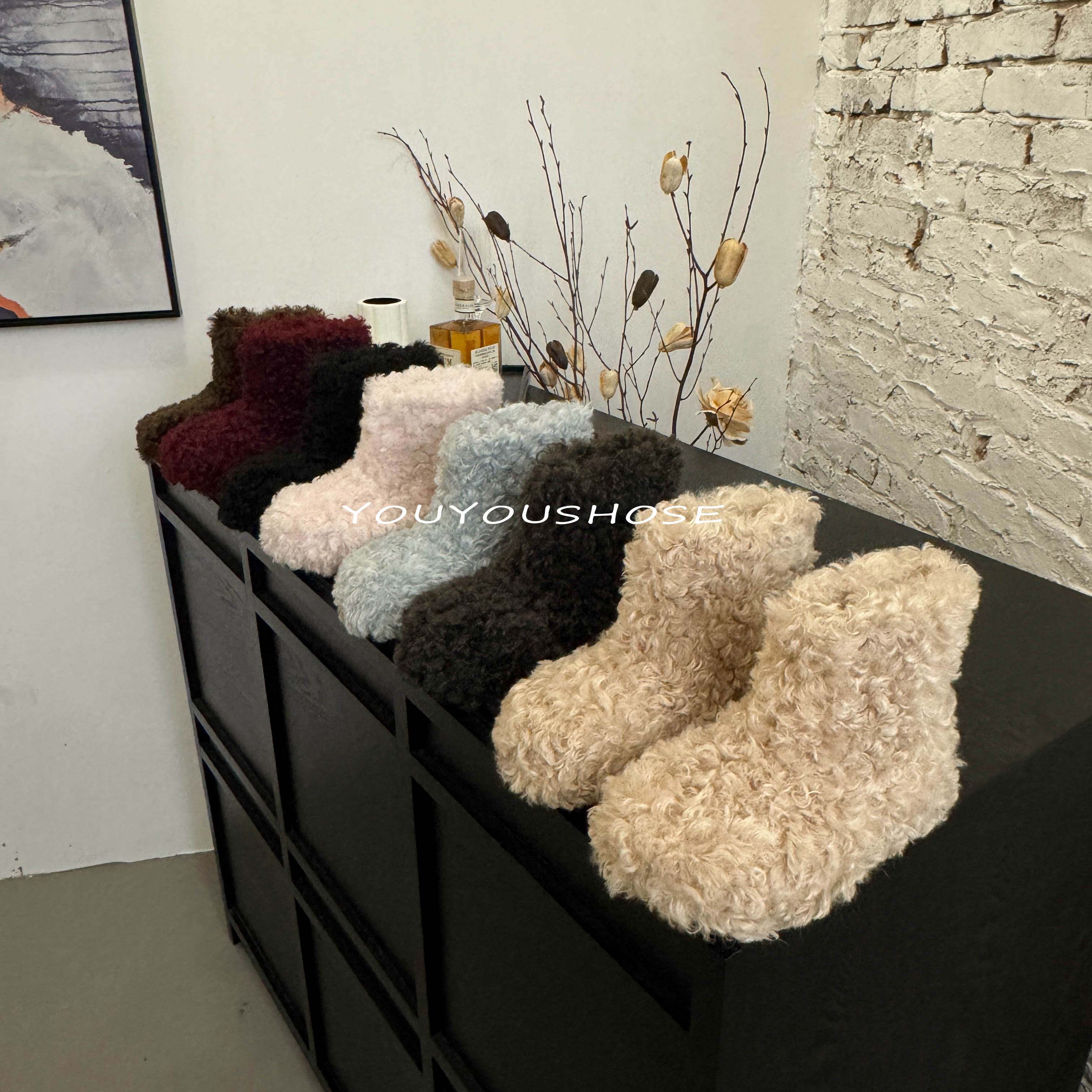 内增高多色毛毛靴秋冬加绒雪地靴女鞋2025新款毛毛鞋保暖棉鞋短靴