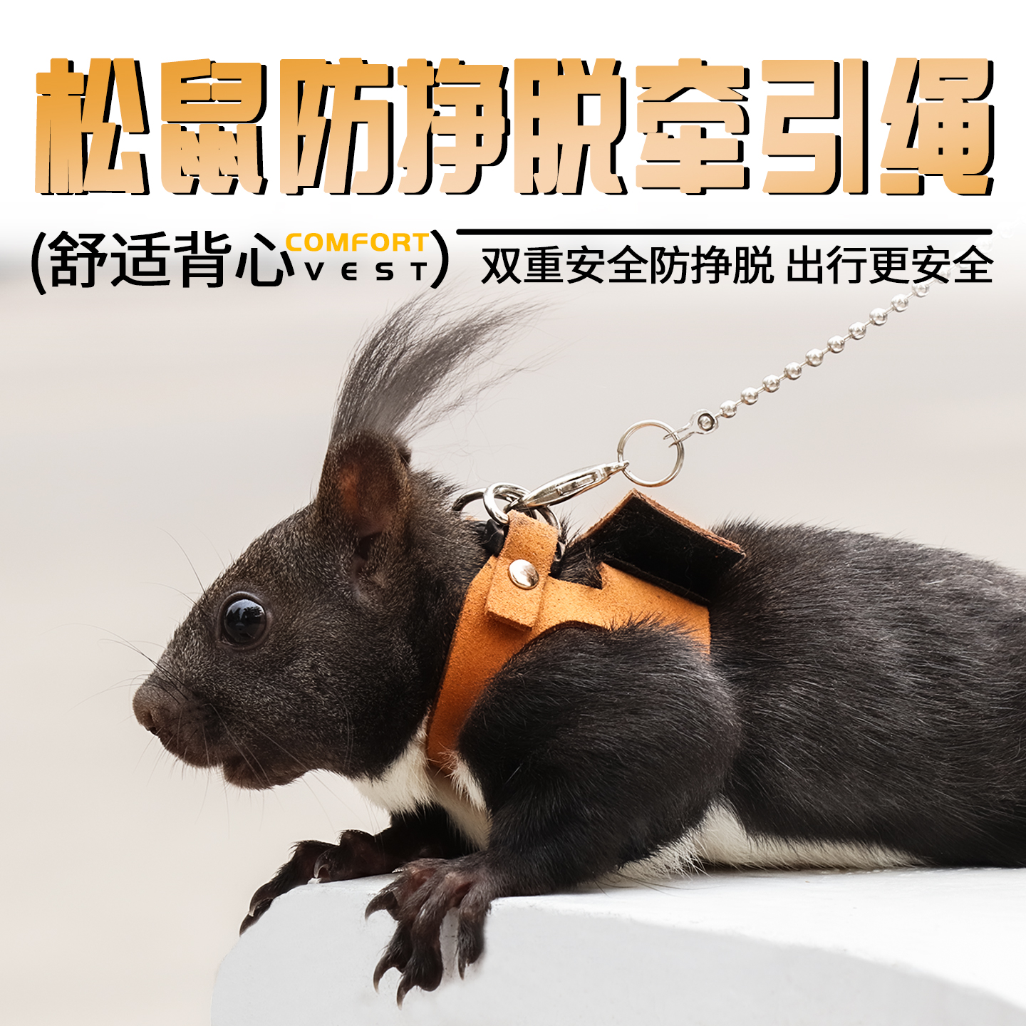 松鼠牵引绳背带链子花枝鼠小松鼠绳子专用脖绳溜绳宠物用品大全