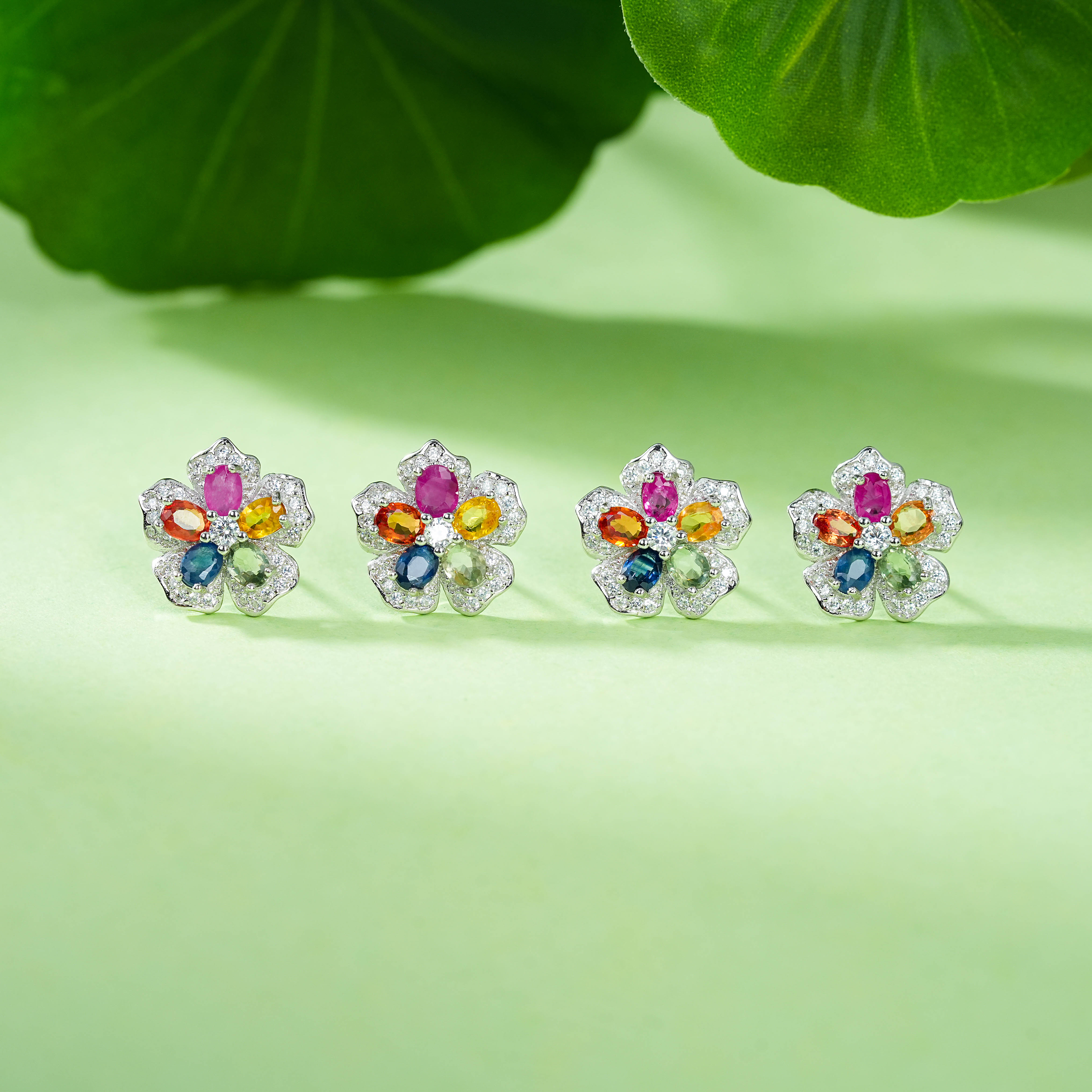 【云上叙】S925银彩蓝宝耳钉-多样性发其一-3*4mm-V64329-M（甄选）