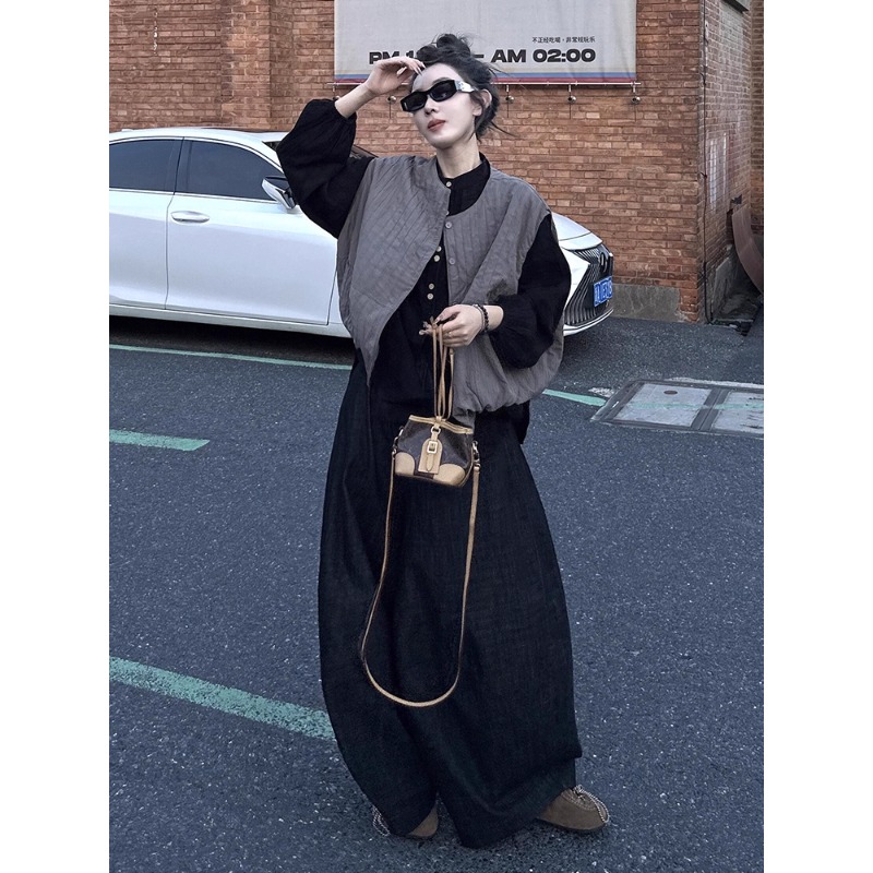 休闲叠穿马甲阔腿裤三件套女秋季新款减龄显瘦大方得体穿搭套装女