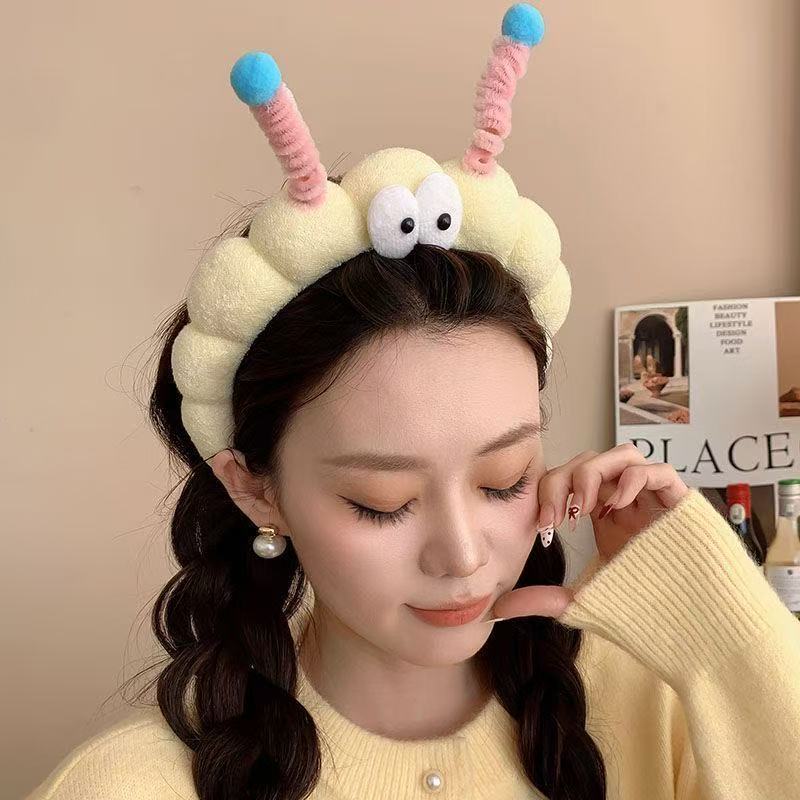 S可爱大眼仔毛绒元气少女~发箍女搞怪敷面膜发卡洗脸拍照头箍发饰