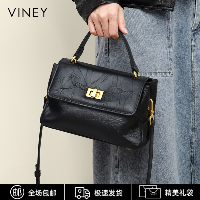 Viney真皮包包女包手提2025新款斜挎单肩包生日圣诞礼物送女生