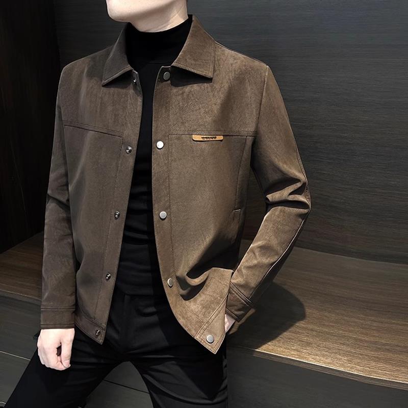 NYIG麂皮绒男士外套春秋款男装2025新款爆款高级感机车皮夹克上衣