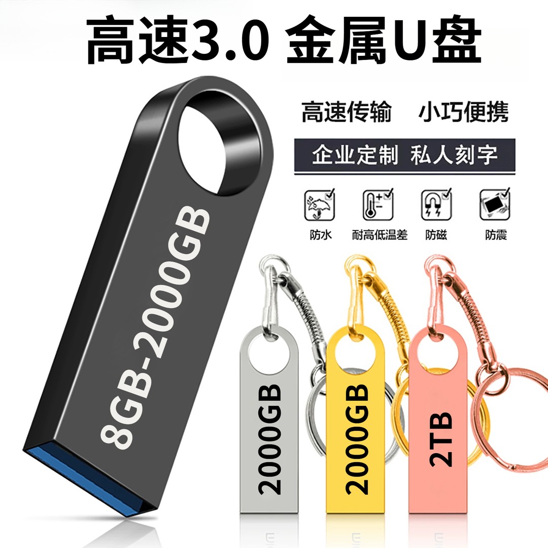 正品U盘2000G高速USB3.0手机电脑音响车载大容量8G优盘投标电视剧