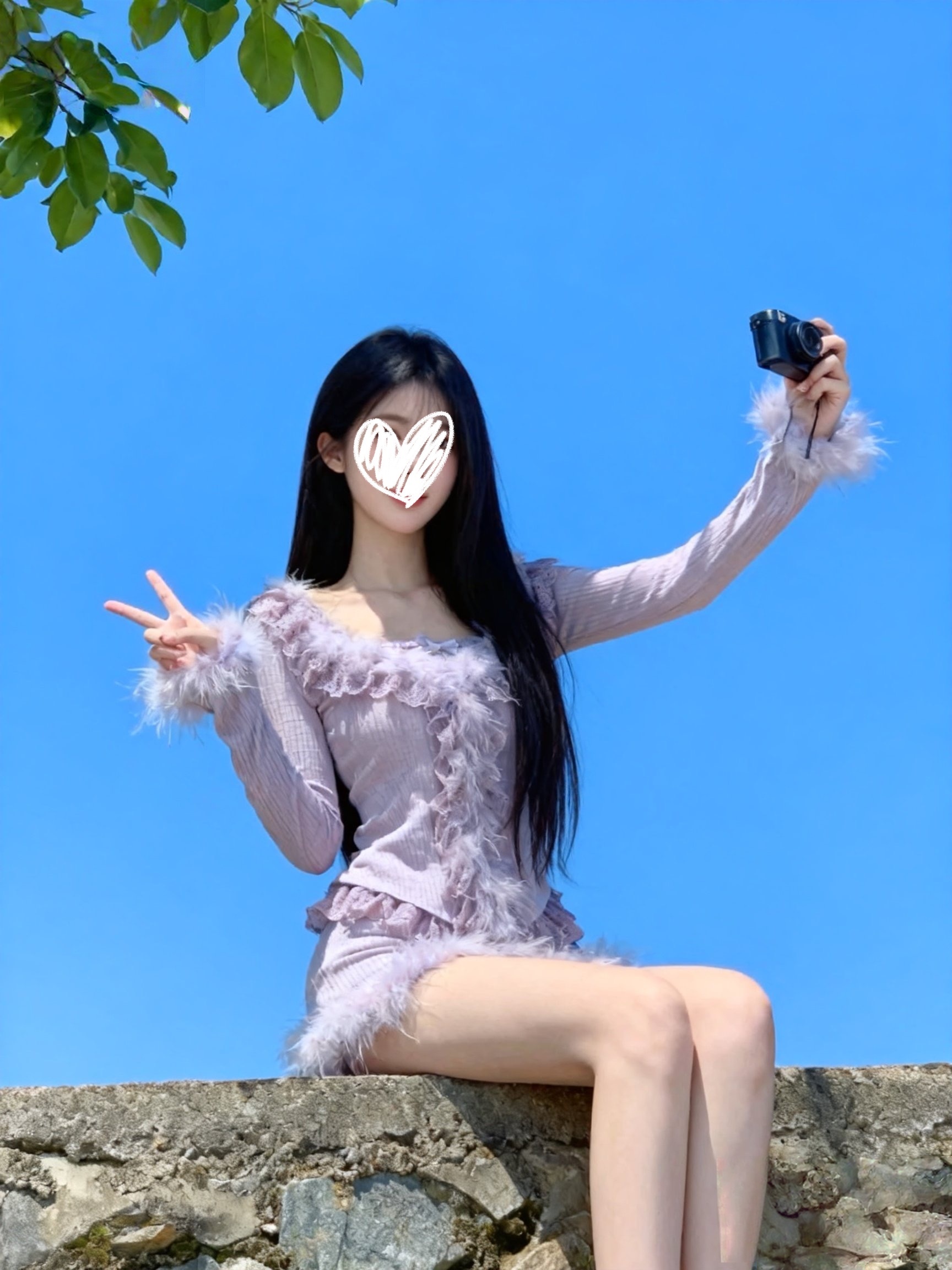 【紫垣听雪】秋冬新款纯欲风甜美可爱出游约会小众设计显瘦上衣短裙