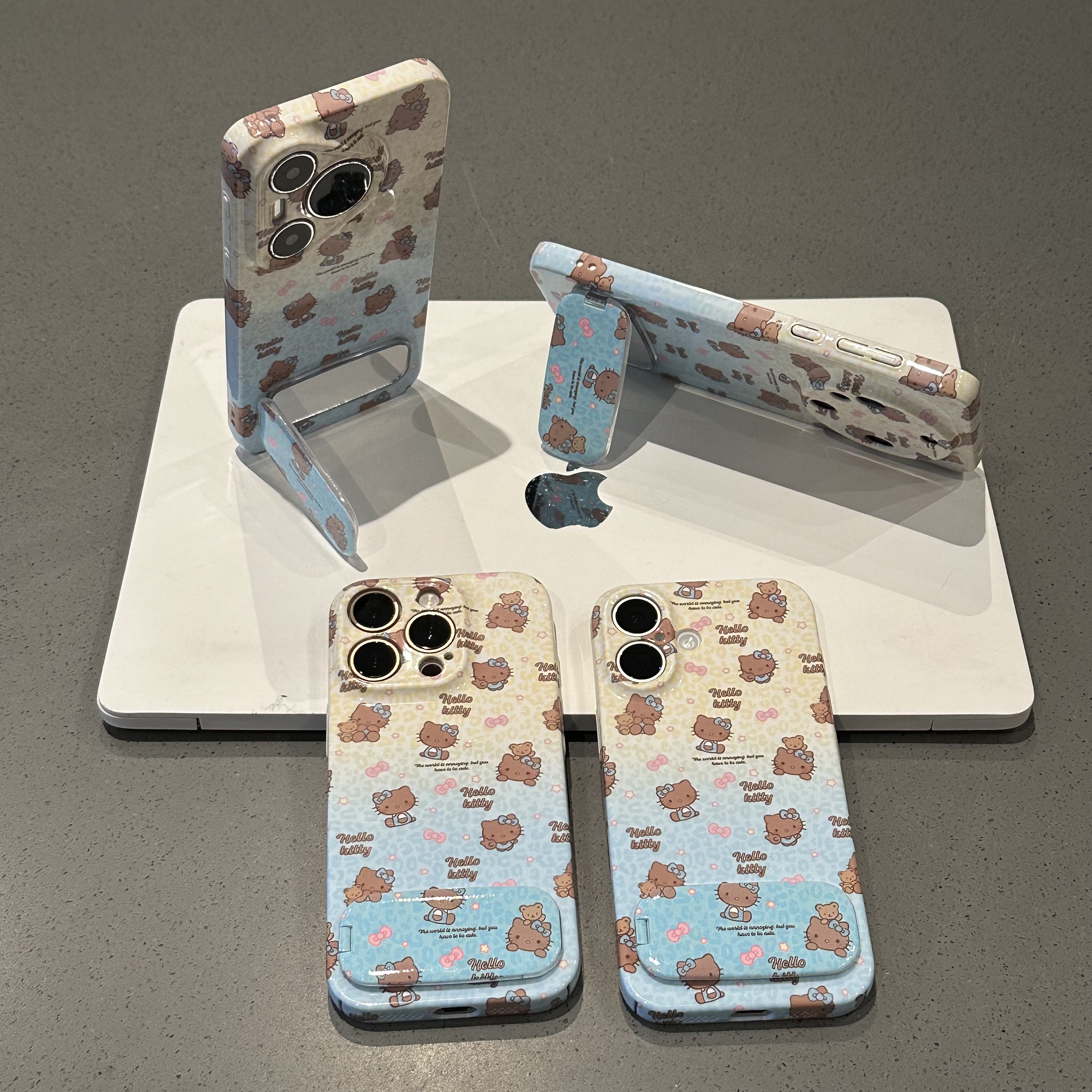 BANCA豹纹黑皮Kitty支架适用苹果16手机壳华为vivo小米15oppo套