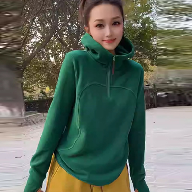 半拉链连帽设计感卫衣女士秋冬新款休闲时尚洋气百搭纯色长袖上衣