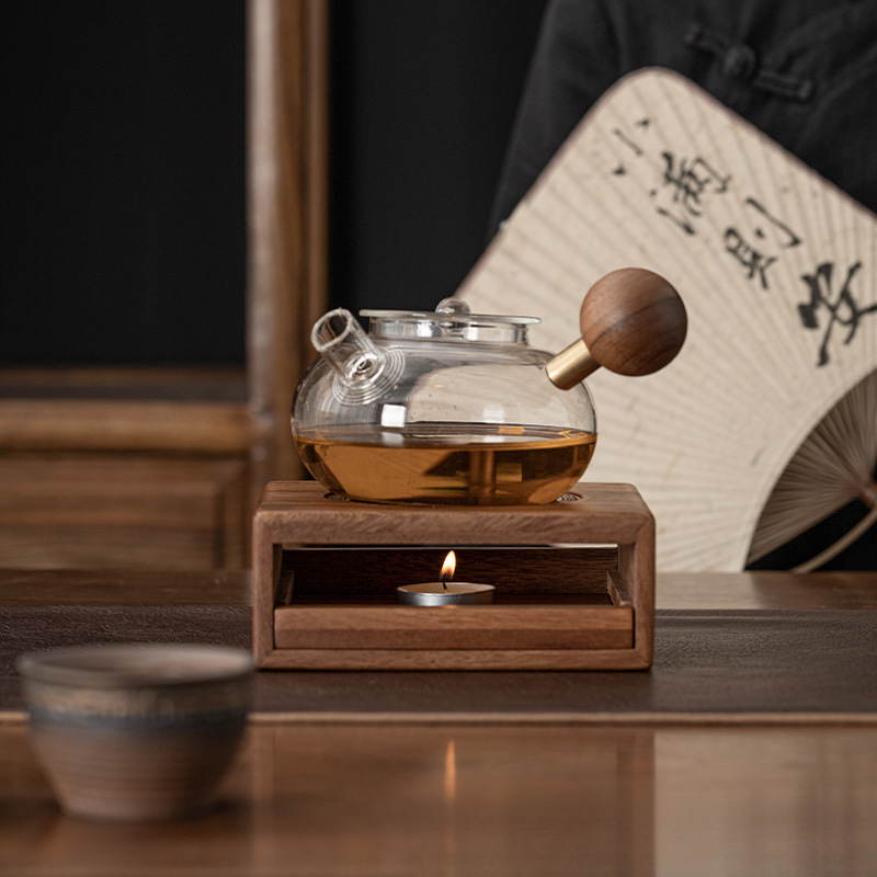 胡桃木花茶温茶器底座茶壶加热底座温茶炉暖炉便携泡茶暖茶温茶台