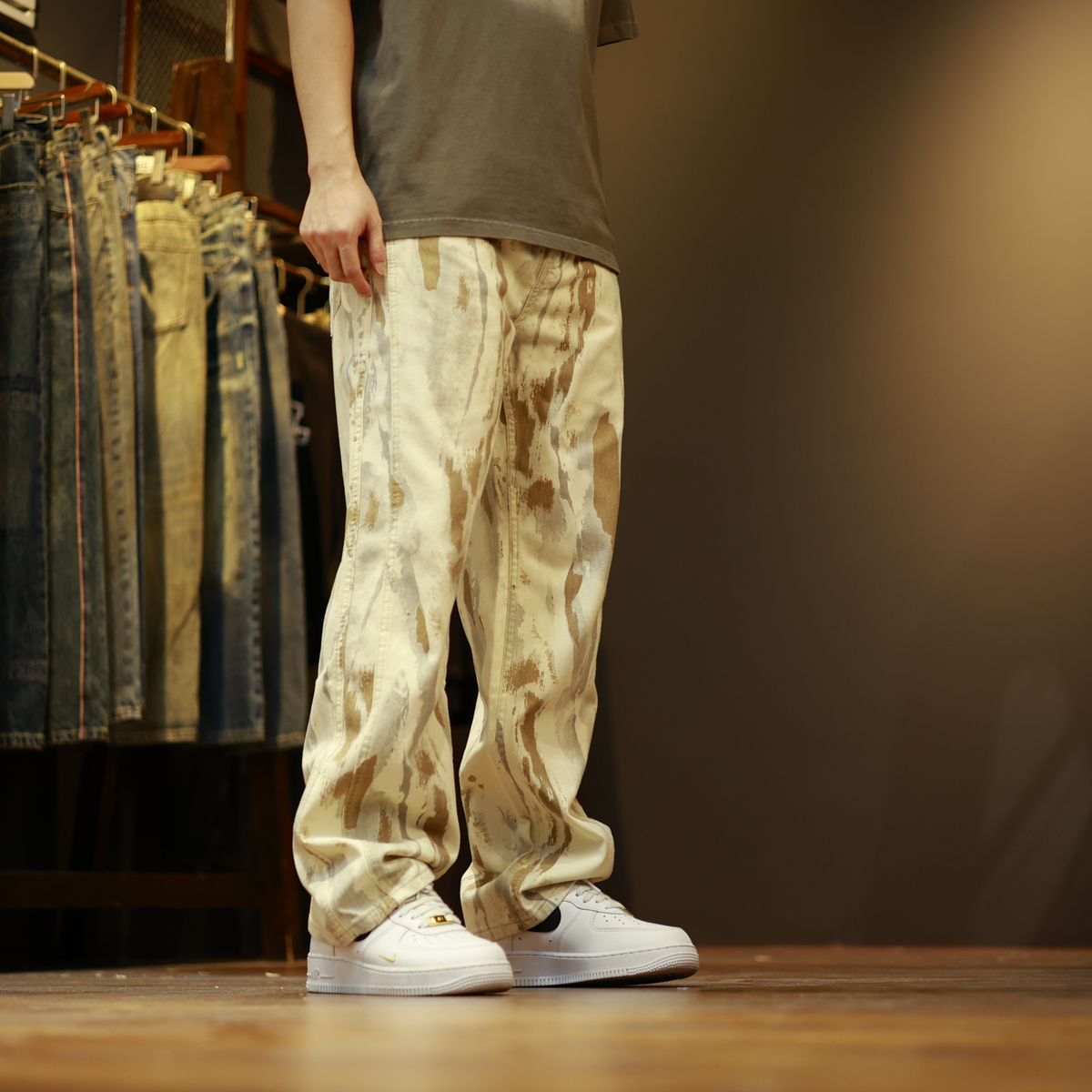 9941夏季美式高街水洗潮流个性宽松休闲直筒牛仔裤