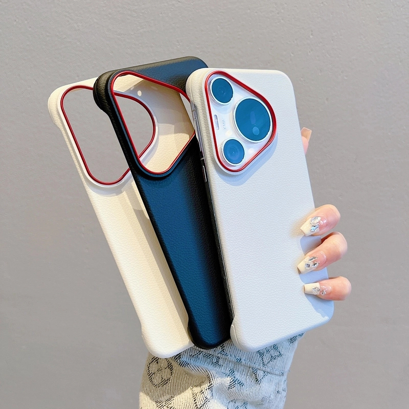 适用华为pura80pro+手机壳Ultra高级感无边框素皮纹mate70/60pro