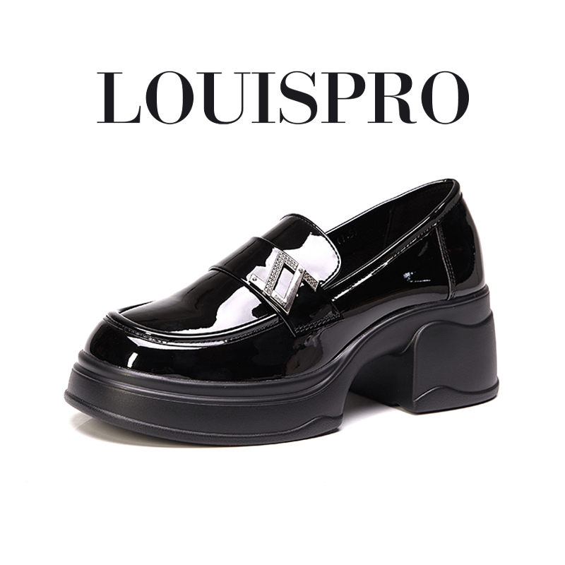【LOUISPRO 匠心制造】女士乐福鞋厚底小皮鞋百搭女靴低帮小皮靴
