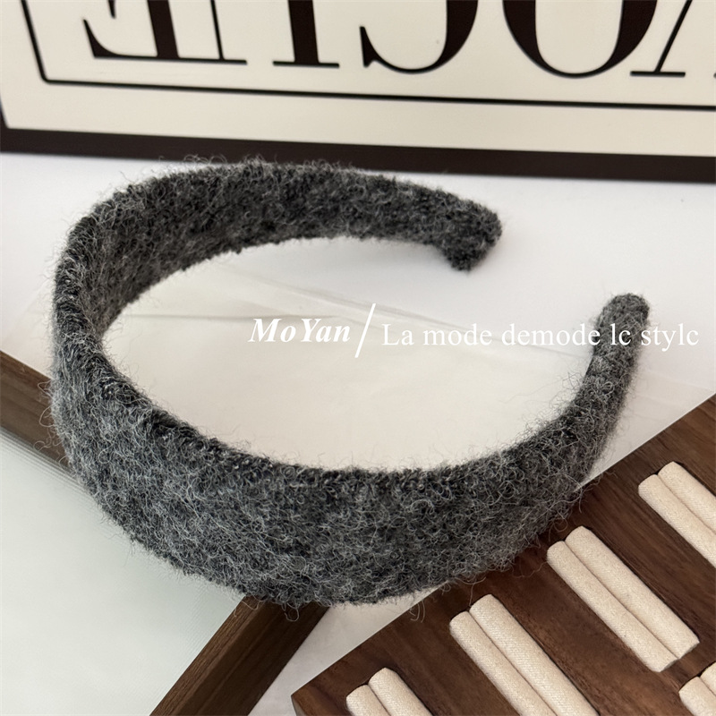 【千寻好物】韩国椭圆金标毛呢宽版发箍