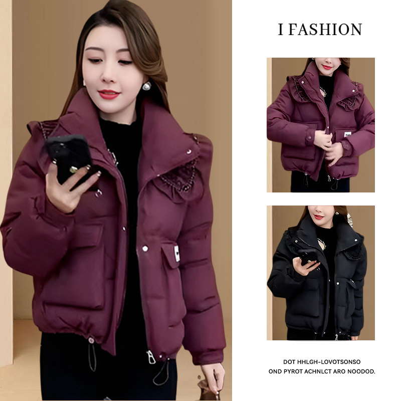 加绒加厚休闲减龄棉服女2025年冬季新款极简风洋气百搭保暖短外套