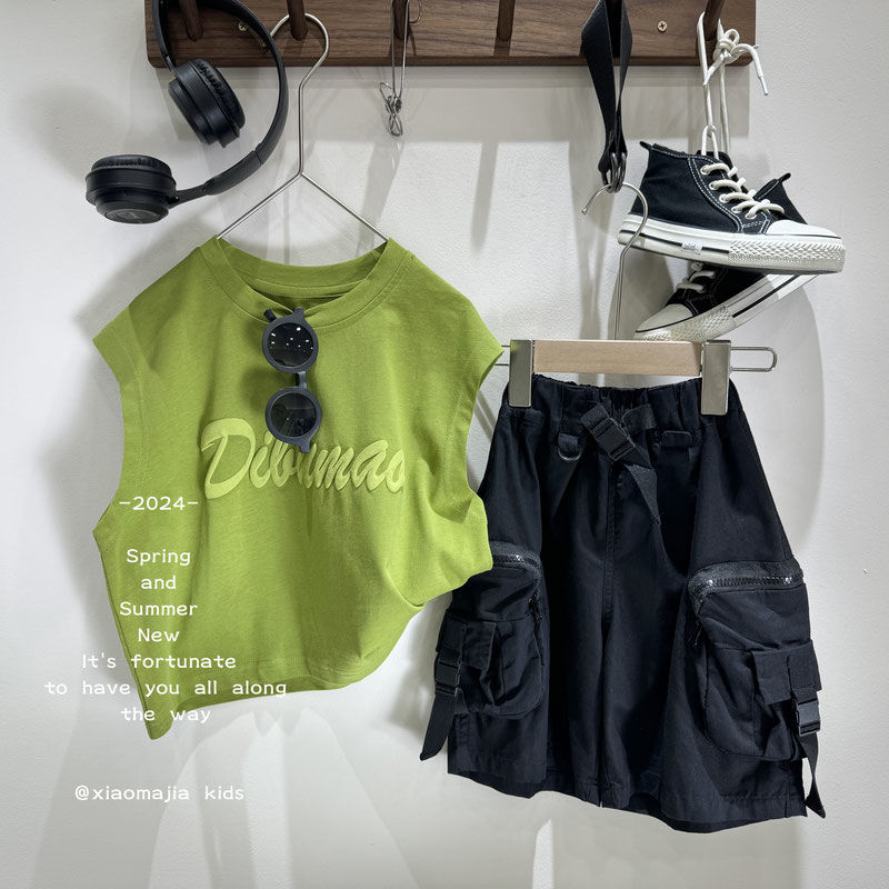童装男童夏装套装2025新款无袖夏季背心日韩休闲中小童薄款两件套