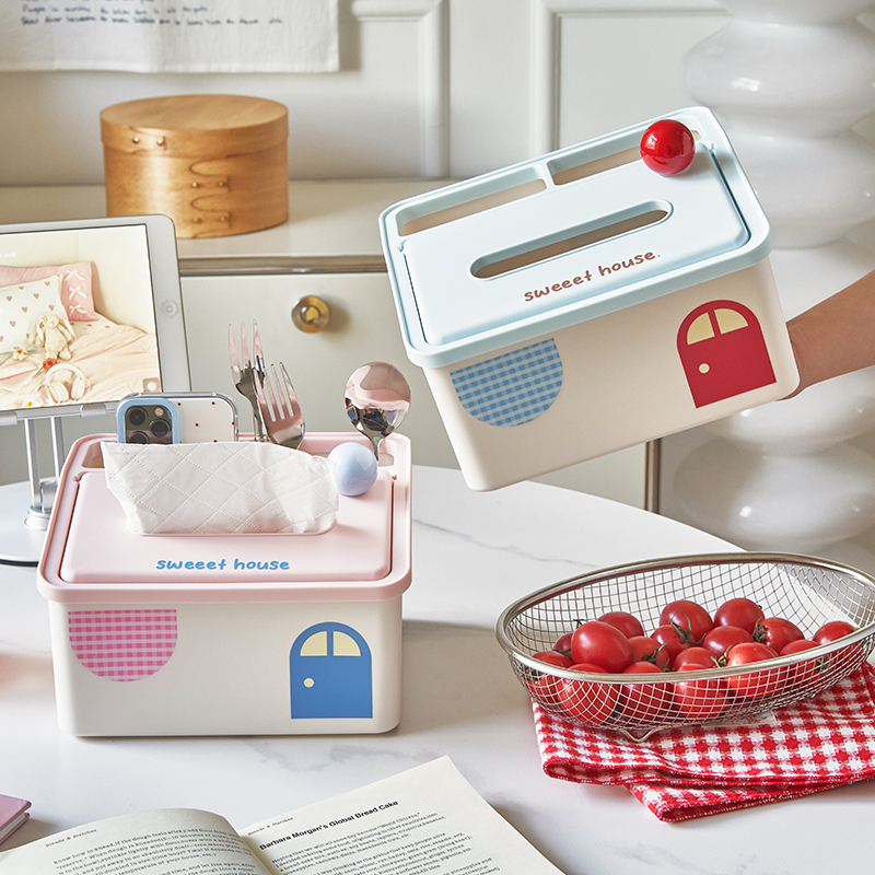 多功能桌面纸巾盒小房子客厅餐巾纸盒茶几遥控器收纳大容量抽纸盒