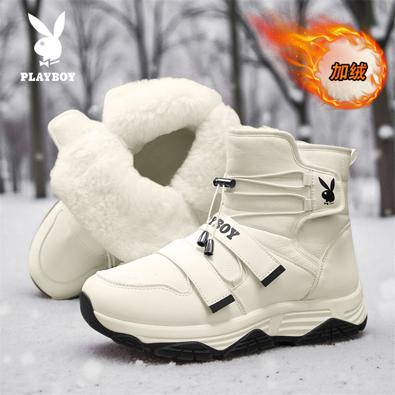 PLAYBOY/花花公子冬季男女防寒保暖雪地靴防滑防水高帮加绒加厚鞋