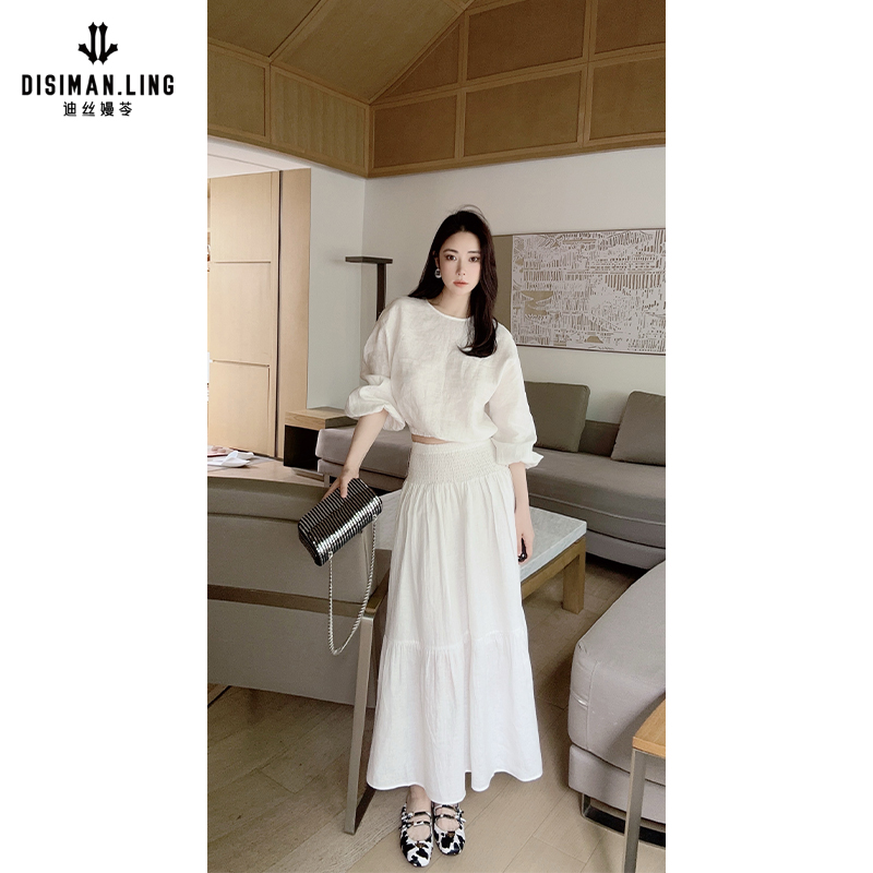 【迪丝嫚苓】100%亚麻多色二件式套装休闲百搭小众设计原创半裙套装