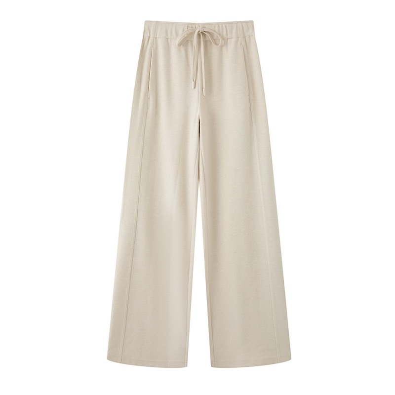 艾家商场同款2025秋季新款松紧腰直筒休闲裤女阔腿长裤AR313008