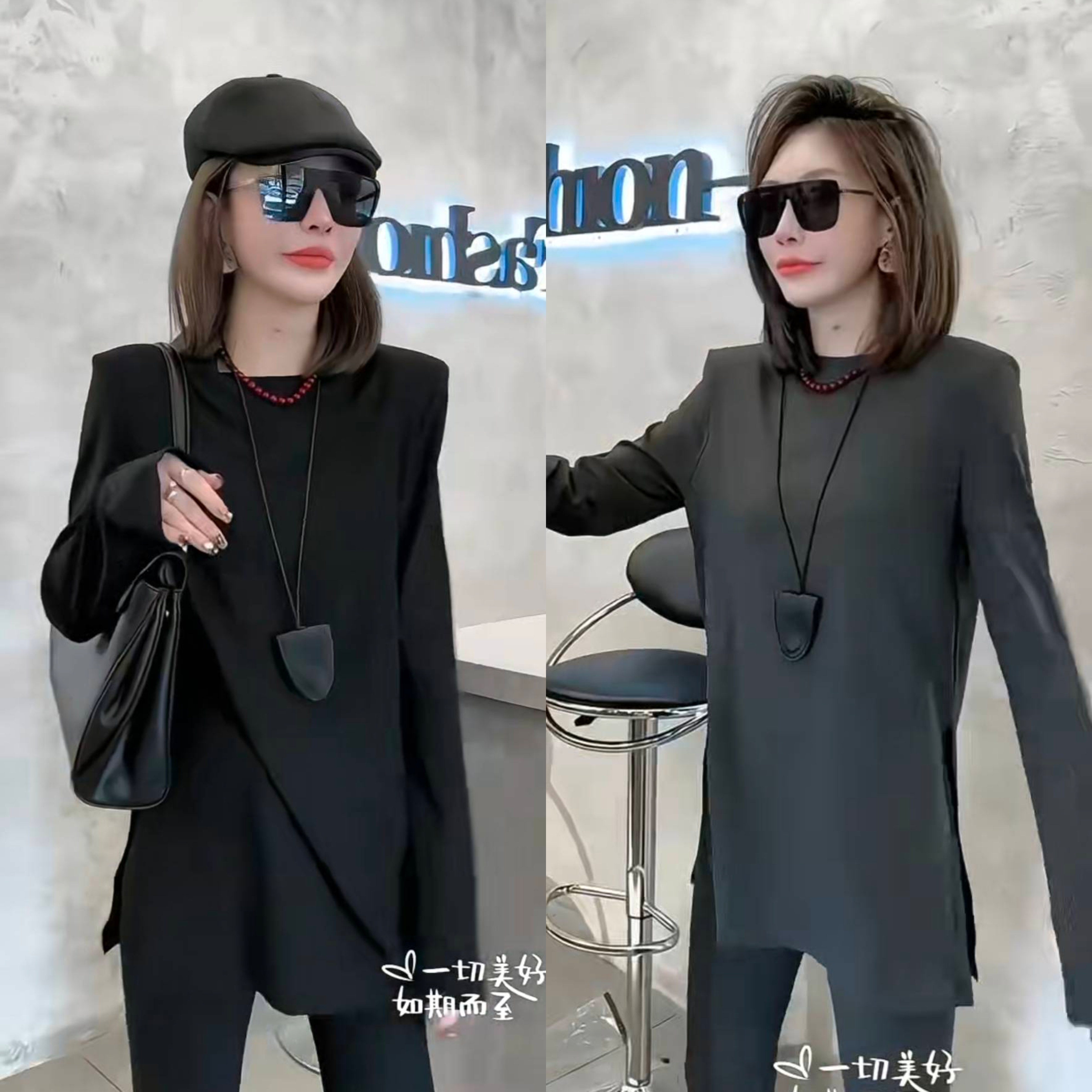 爆款欧货2025秋新款时尚休闲简约韩系上衣裤子女宽松两件套潮