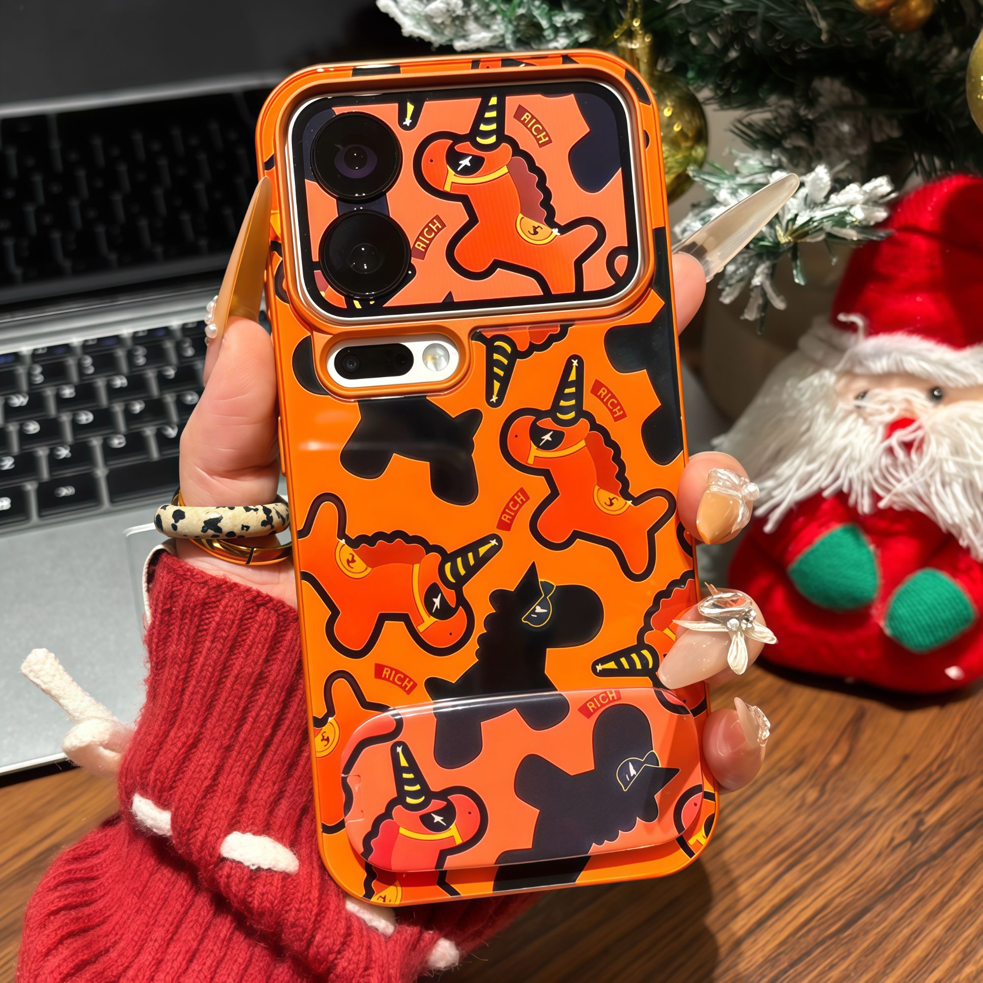 新年双马临门支架适用苹果17/16手机壳玻璃华为vivoppo小米15一加