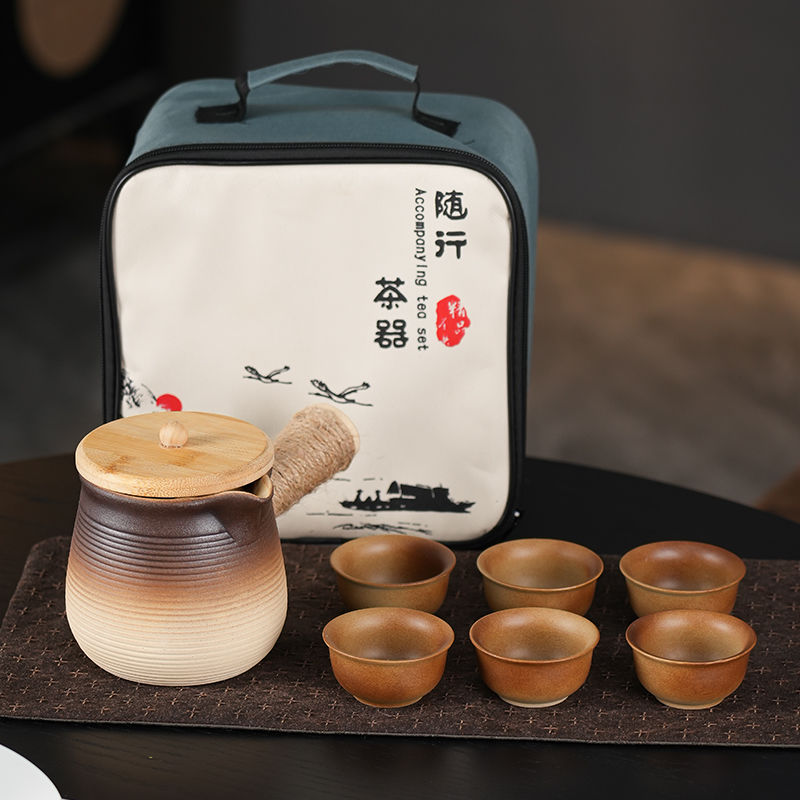 户外烤奶罐创意便捷包包围炉煮茶壶罐罐侧把壶家用粗陶耐高温炭hh