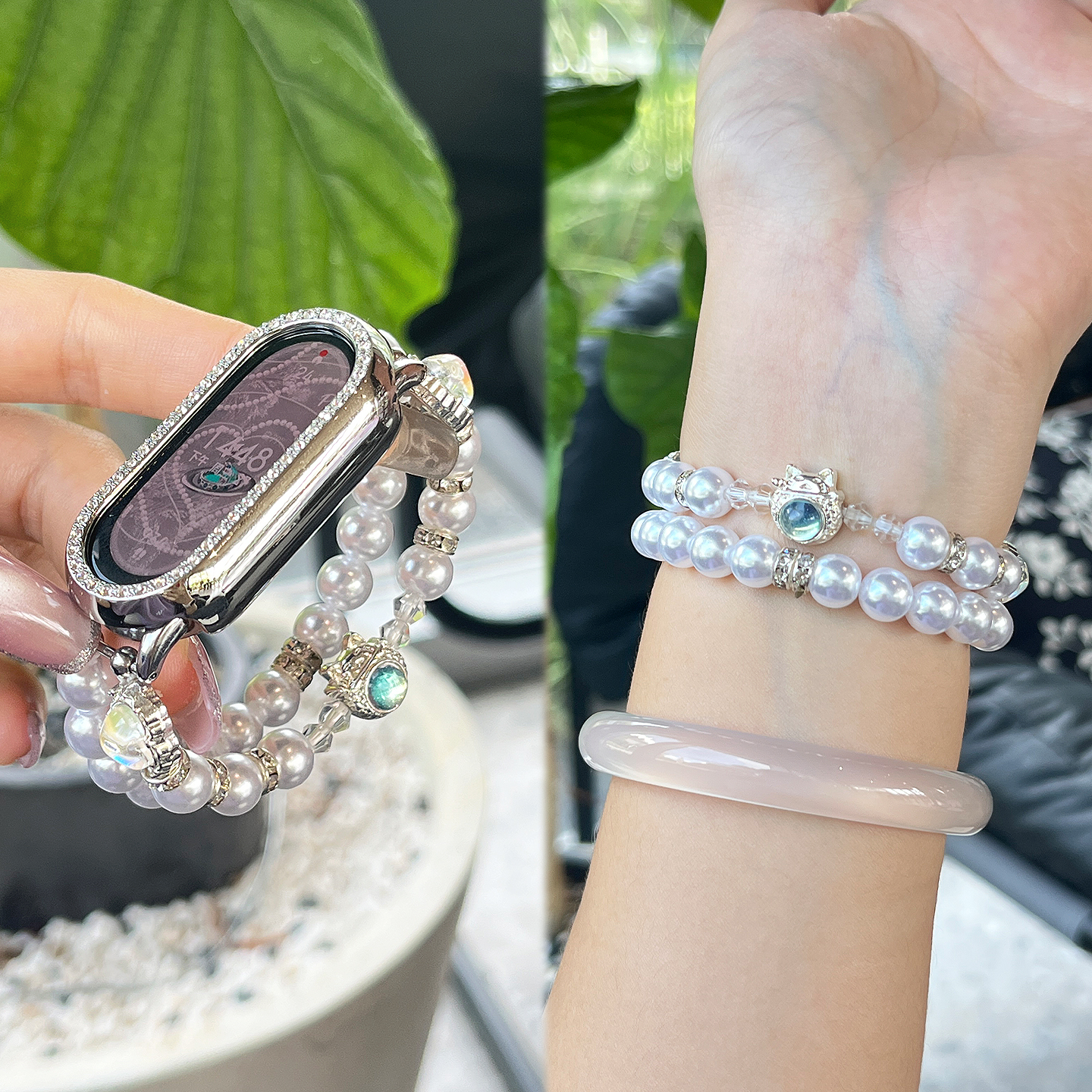 适用小米手环10表带9陶瓷版爱心昣珠串珠8nfc运动7腕带6女款JY夏