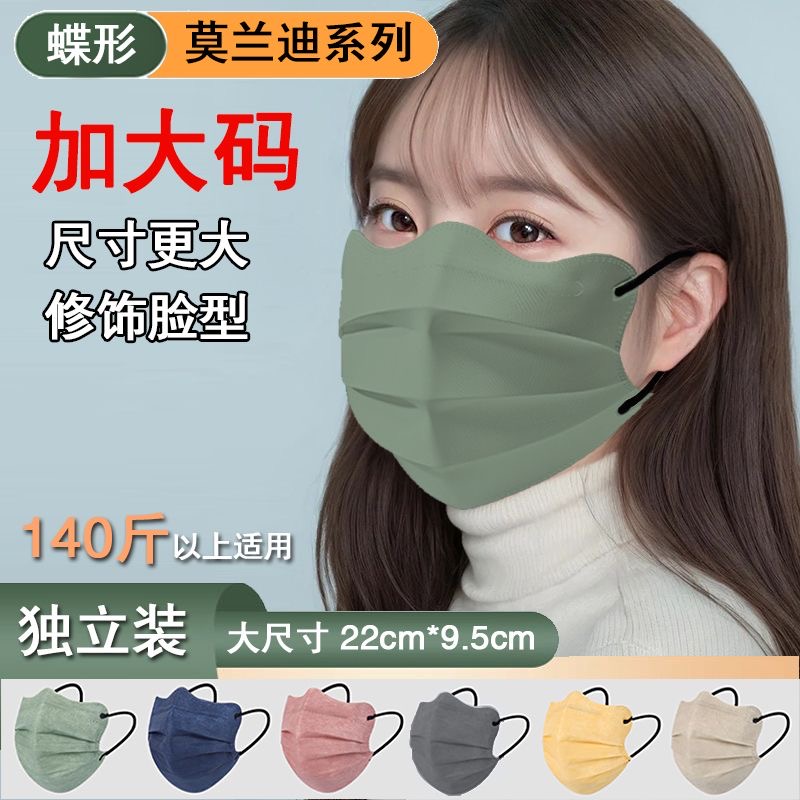 加大口罩独立包装大脸口罩平面成人口罩护眼角一次性大号大码口罩
