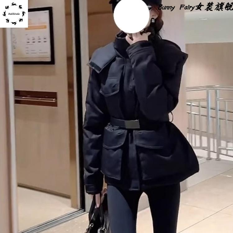 黑色工装冲锋衣收腰短外套冬装2025秋冬新款冬季保暖棉服上衣女装