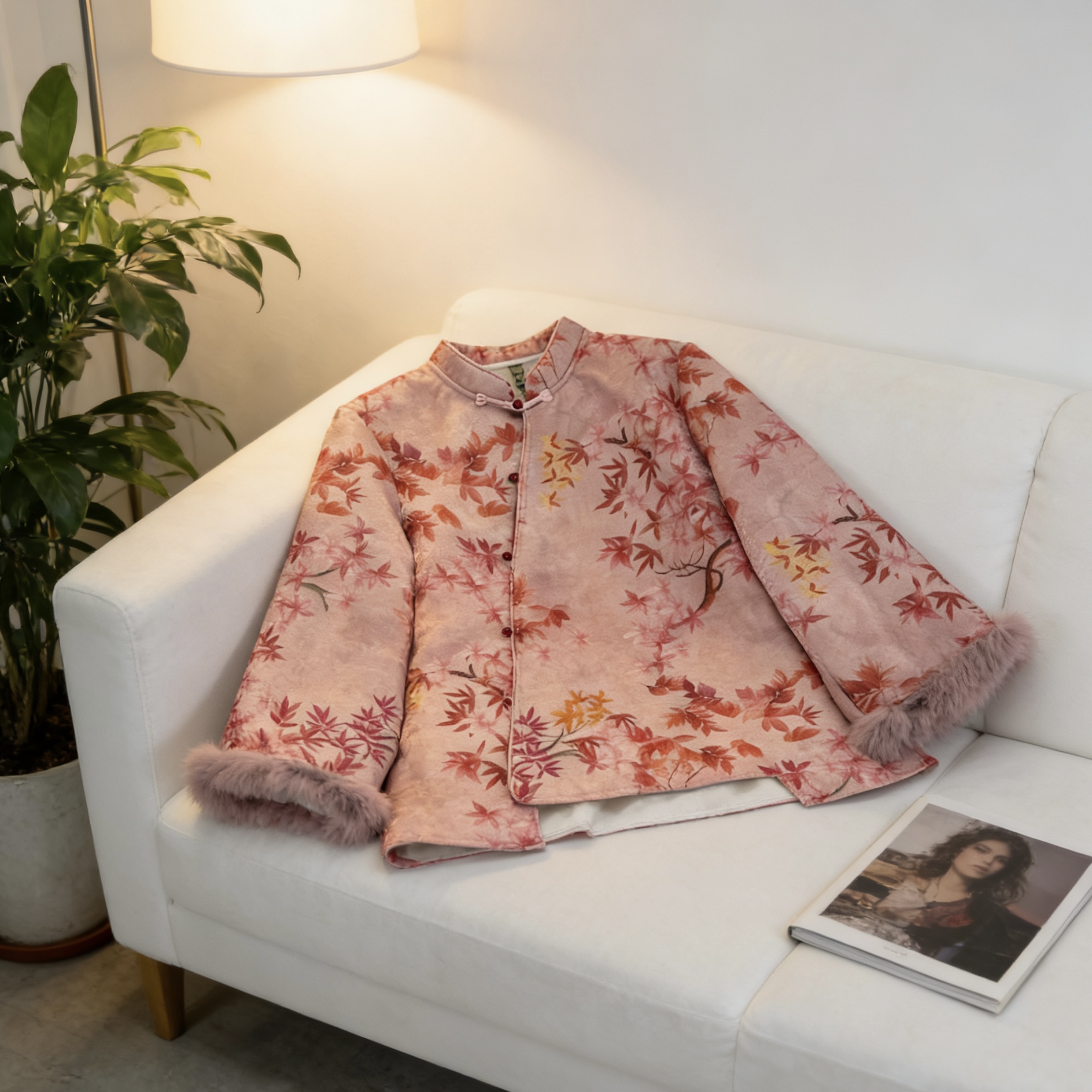 新款设计感休闲新年战袍百搭加绒复古中式冬季保暖外套-520201