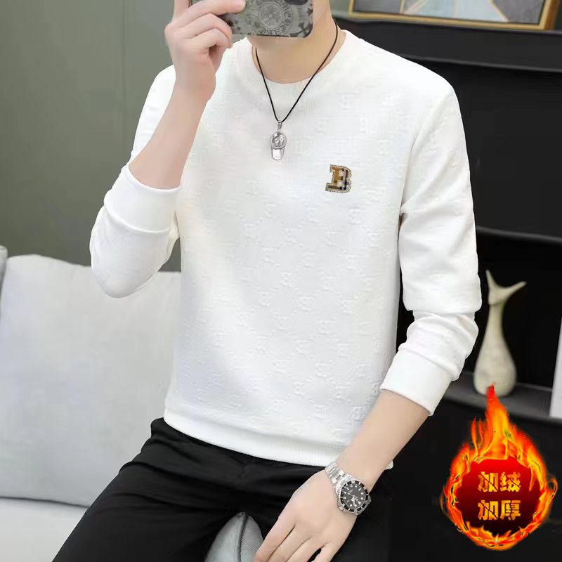 210斤男士秋冬季时尚提花百搭套头圆领卫衣潮流休闲韩版