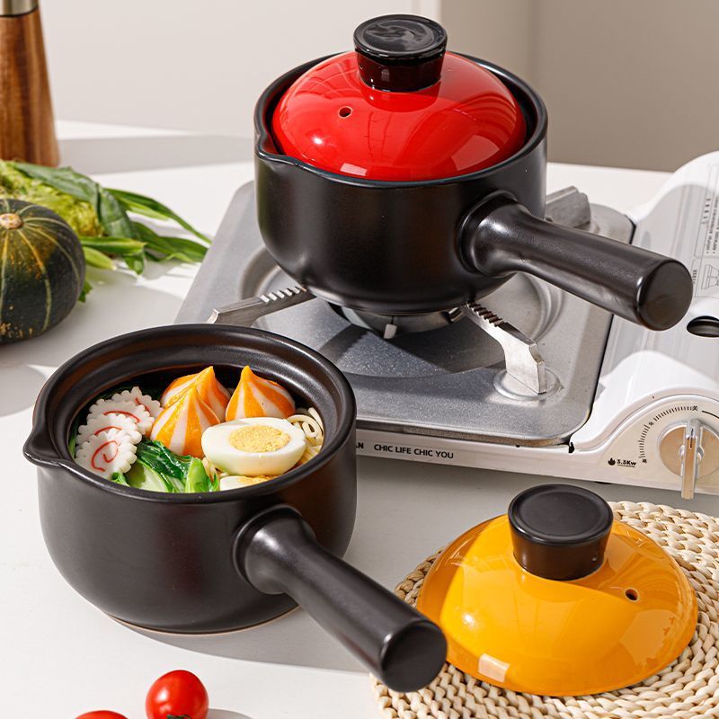 无涂层婴儿陶瓷家用宝宝奶锅专用泡面辅食耐高温牛奶明火砂锅手柄