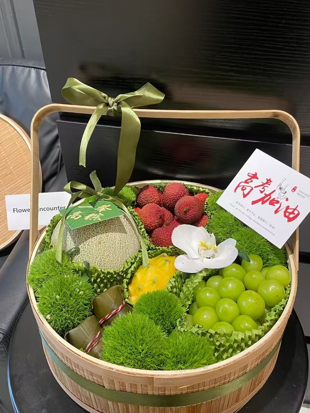 竹编圆形鲜花花篮提篮干果粽子篮月饼盒竹篮子礼品盒中秋果篮