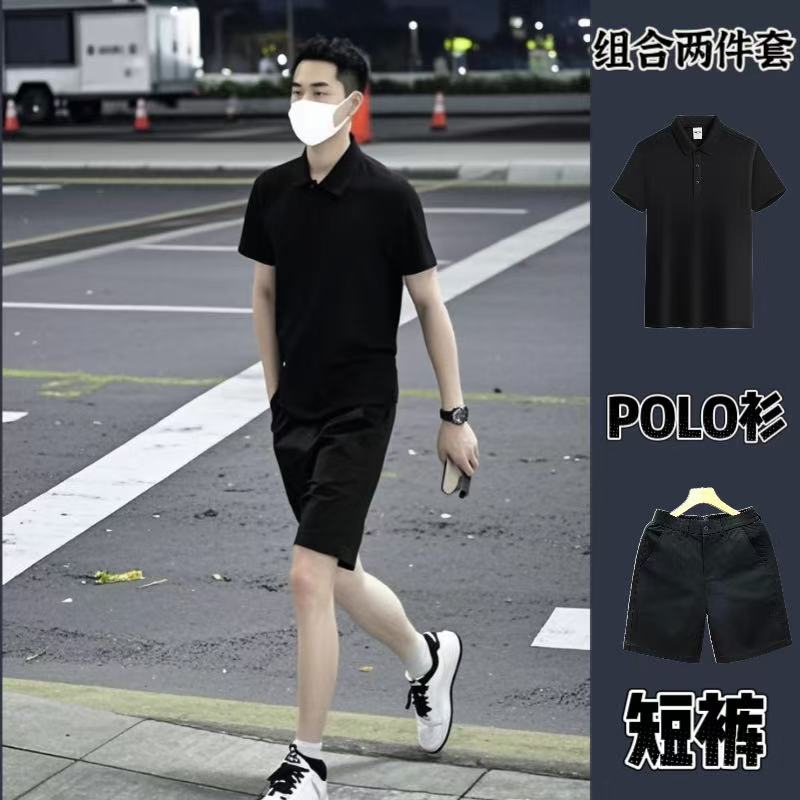 【夏季组合套装】2025男士POLO衫短裤休闲运动套装韩版显瘦时尚休闲