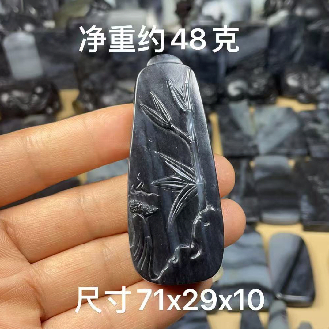 特价 天然和田玉籽 料青花手工俏色巧雕人物转运玉佩吊坠挂件