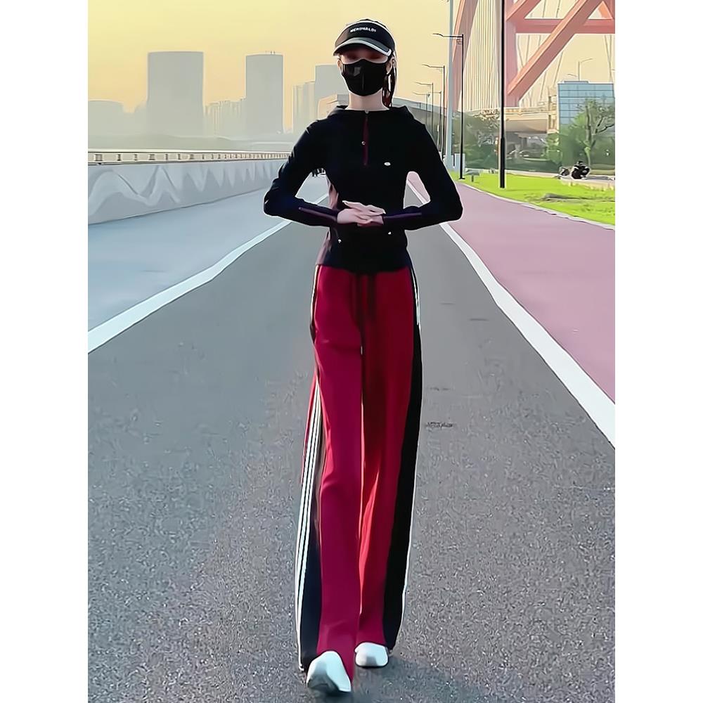 韩版休闲运动加绒秋季显瘦修身T恤网红冬季炸街一整套过年战袍