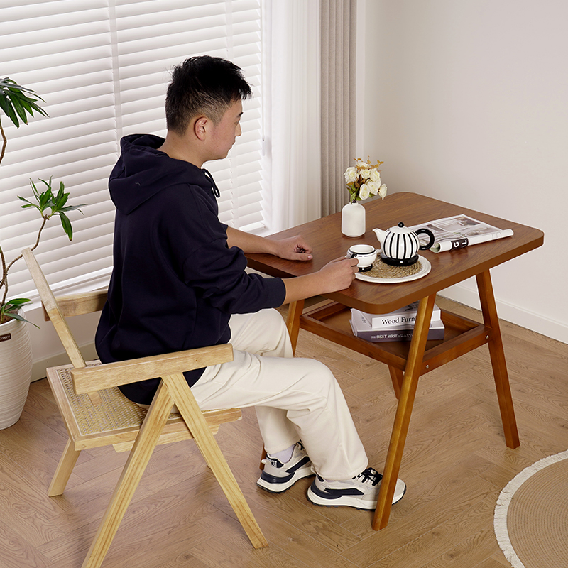 实木阳台三件套客厅茶几茶桌椅子简约风搭配全套椅子喝茶三件组合