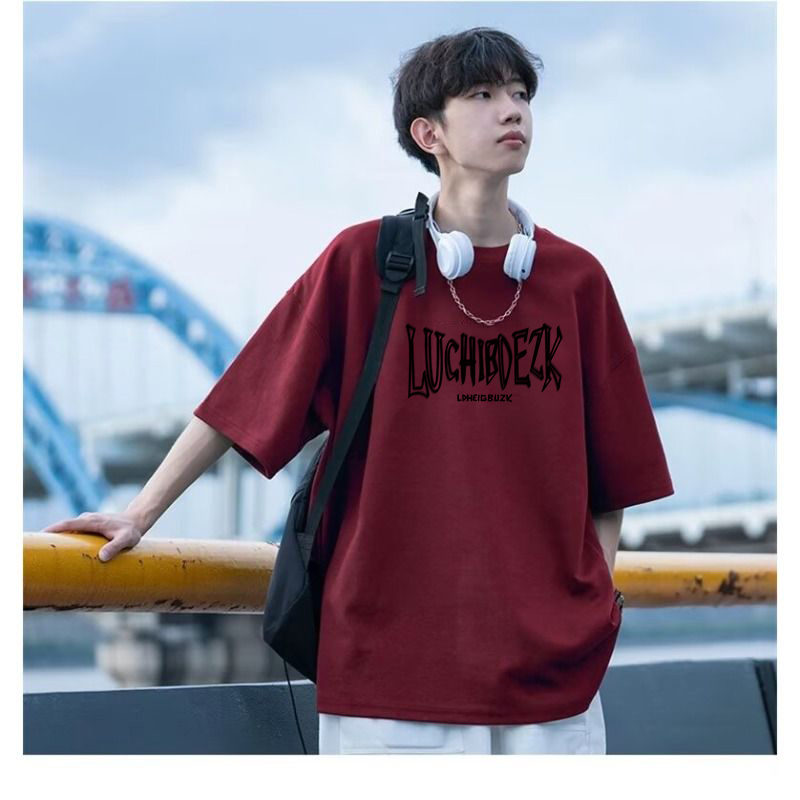 笙巡纯棉短袖T恤男2025新款夏季美式青少年重磅百搭宽松潮牌半袖T