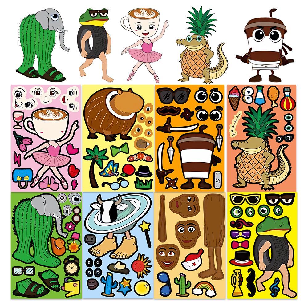 新款抽象美国山海经102张tungtungtung换装贴纸儿童益智趣味玩具