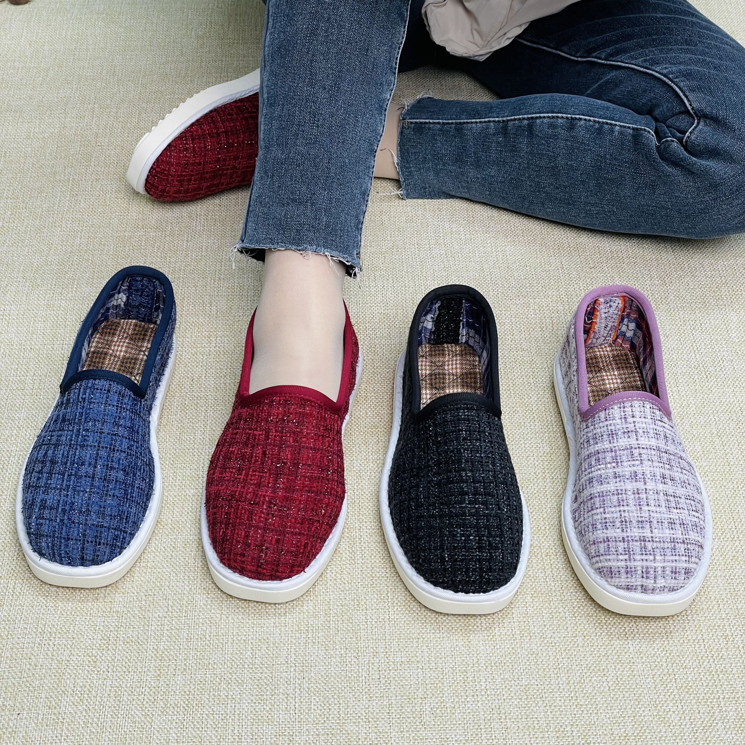 【时尚新款】春秋女士耐磨防滑手工女款穿上超舒服妈妈棉鞋布鞋