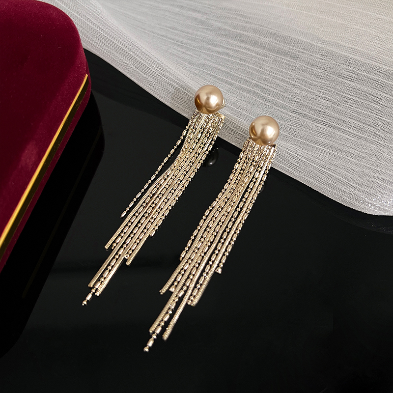 合金耳饰 气质长款流苏银针耳环2025新款轻奢耳钉高级感耳坠耳饰